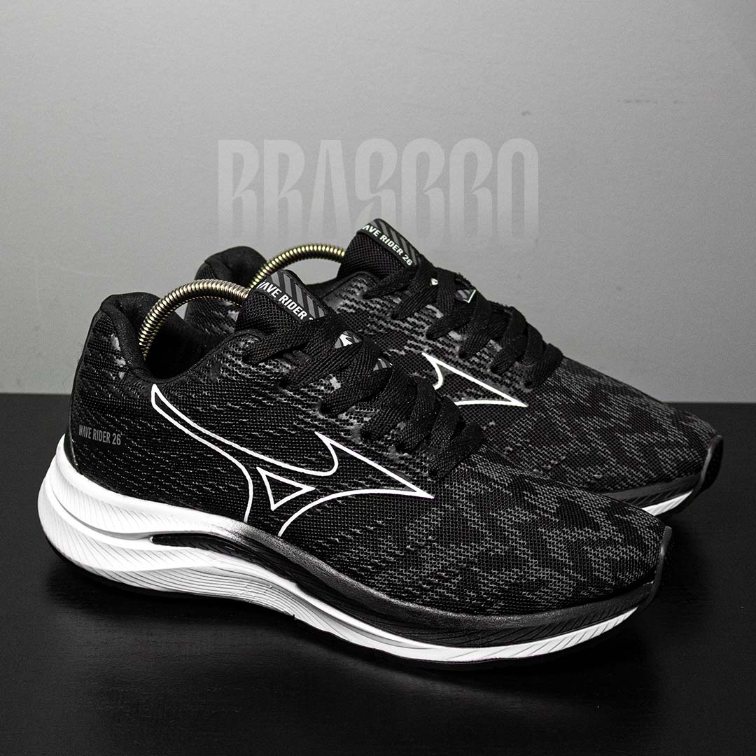 Tênis Mzuno Wave Rider 26 - Preto/Branco