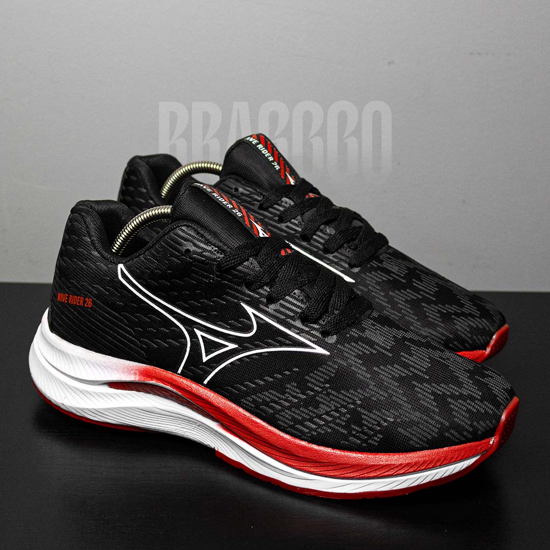 Tênis Mzuno Wave Rider 26 - Preto/Vermelho