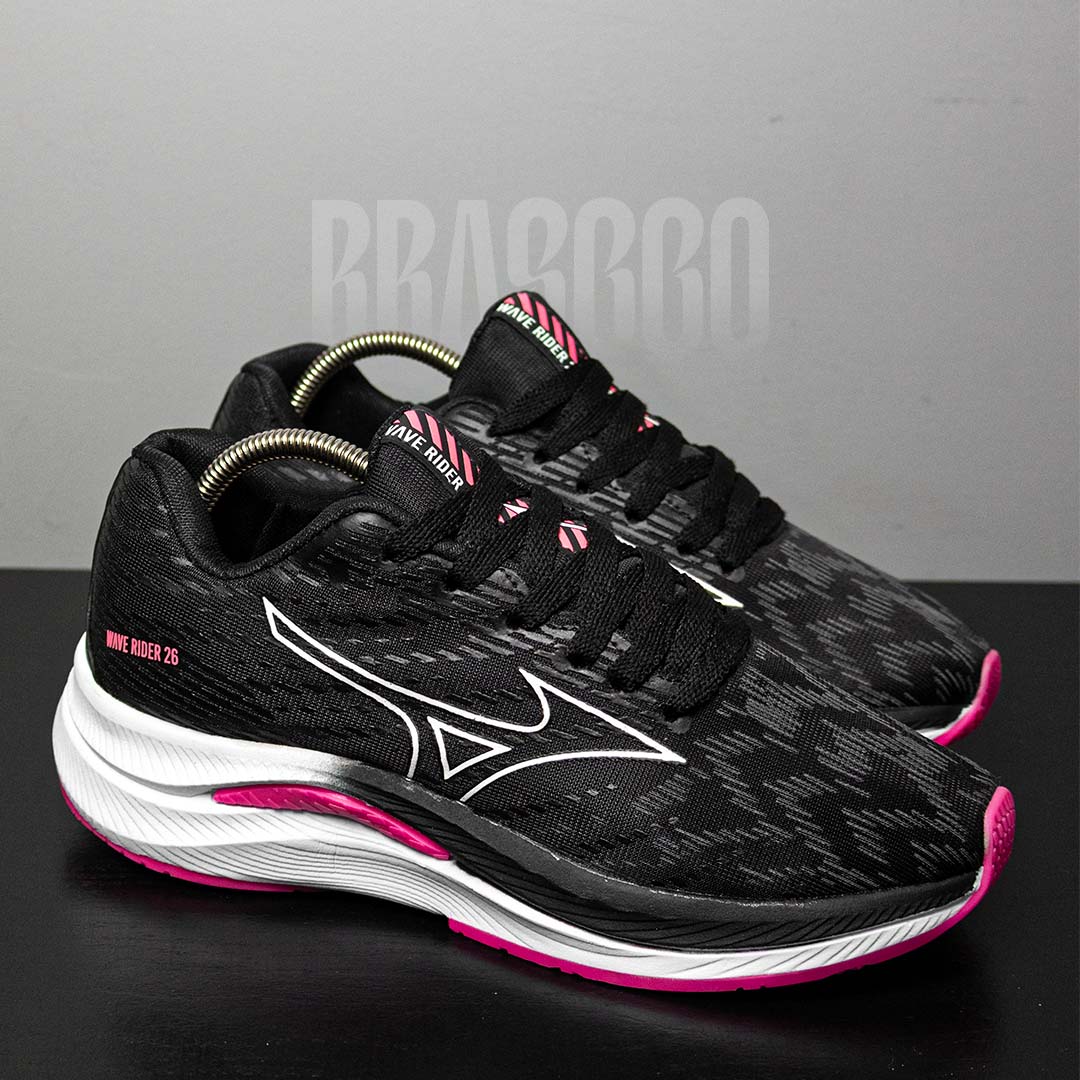 Tênis Mzuno Wave Rider 26 - Preto/Rosa